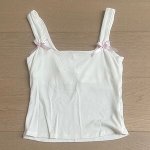 Edikted White Camisole with Pink Ribbon Accents